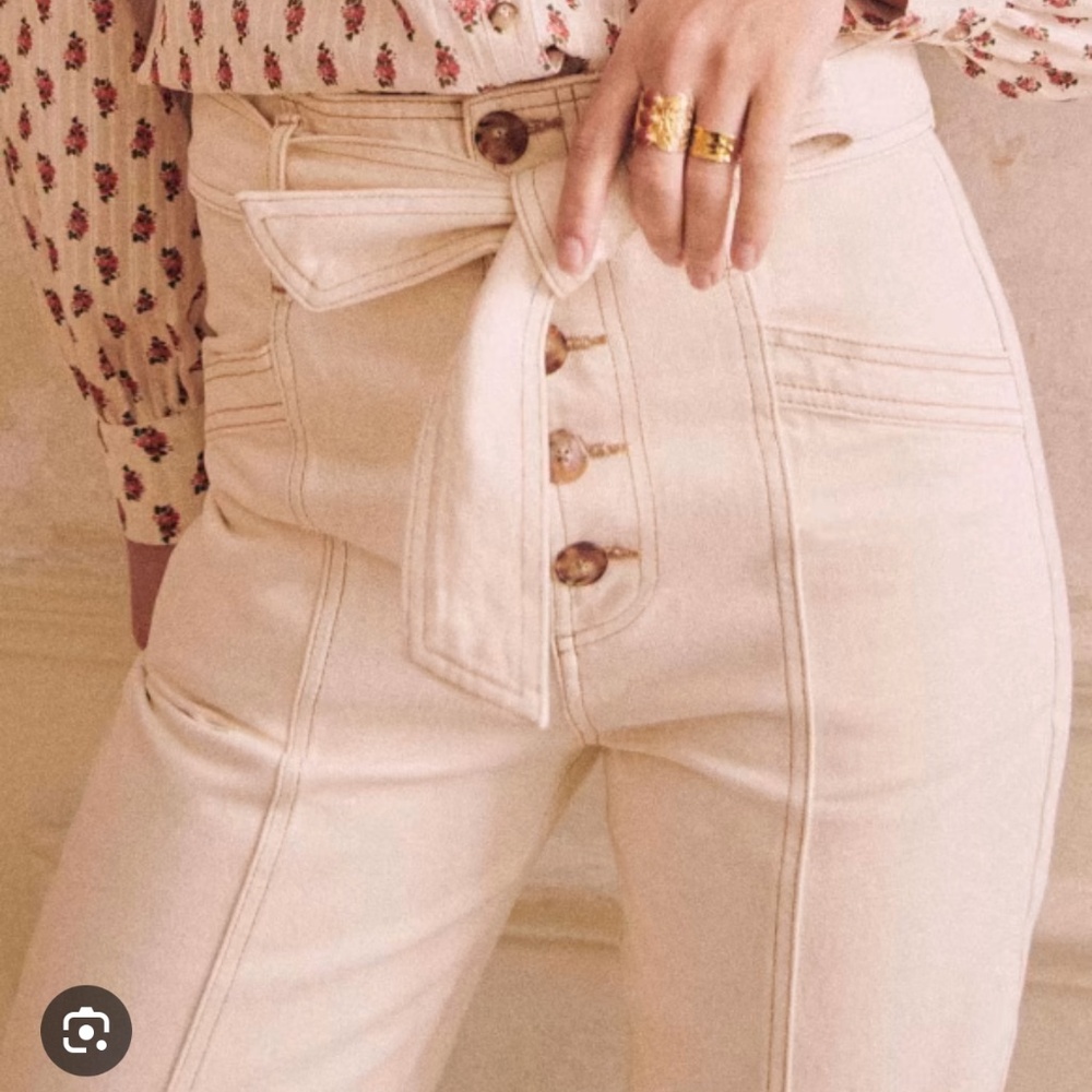Sezane White Maxime Denim Trousers